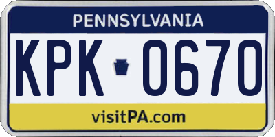 PA license plate KPK0670