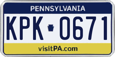 PA license plate KPK0671