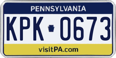 PA license plate KPK0673