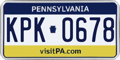 PA license plate KPK0678