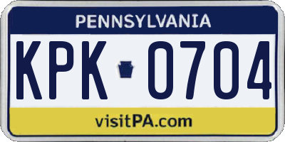 PA license plate KPK0704