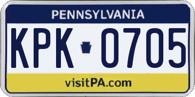 PA license plate KPK0705