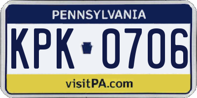 PA license plate KPK0706
