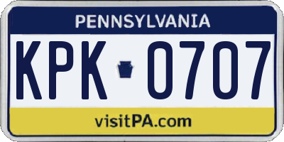 PA license plate KPK0707