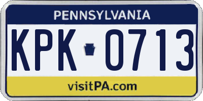 PA license plate KPK0713