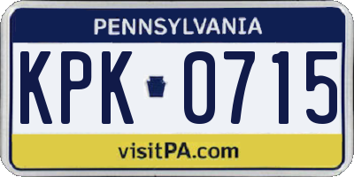PA license plate KPK0715