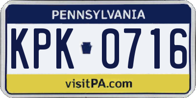 PA license plate KPK0716