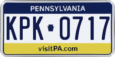PA license plate KPK0717