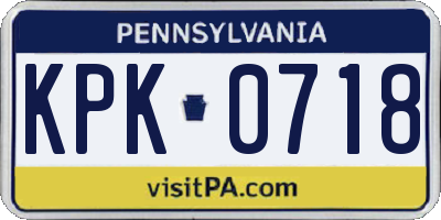 PA license plate KPK0718