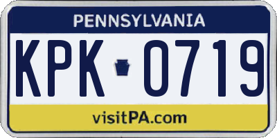 PA license plate KPK0719