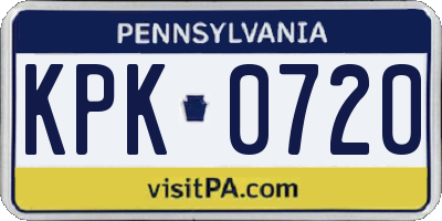 PA license plate KPK0720
