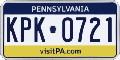 PA license plate KPK0721