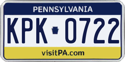 PA license plate KPK0722