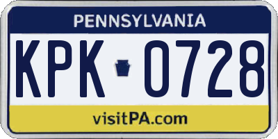 PA license plate KPK0728