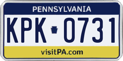 PA license plate KPK0731
