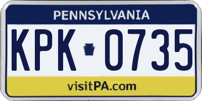 PA license plate KPK0735