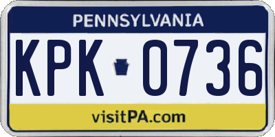 PA license plate KPK0736