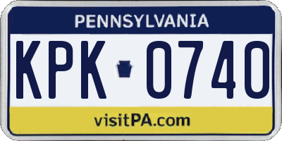 PA license plate KPK0740