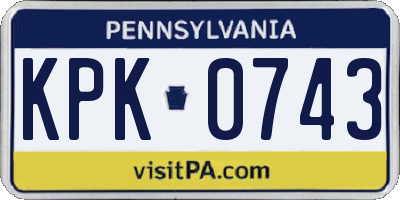 PA license plate KPK0743