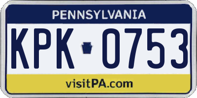 PA license plate KPK0753