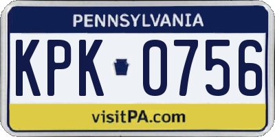 PA license plate KPK0756
