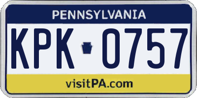 PA license plate KPK0757