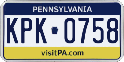PA license plate KPK0758