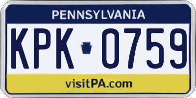 PA license plate KPK0759