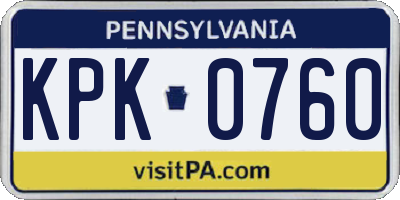 PA license plate KPK0760