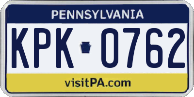 PA license plate KPK0762