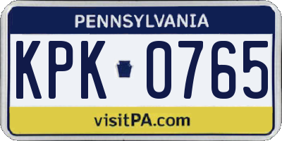 PA license plate KPK0765