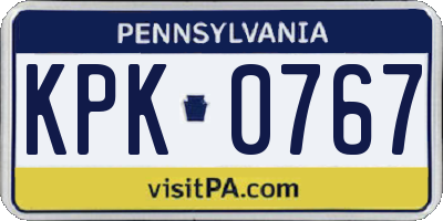 PA license plate KPK0767