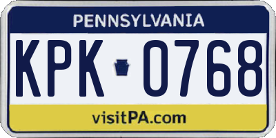 PA license plate KPK0768