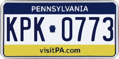 PA license plate KPK0773
