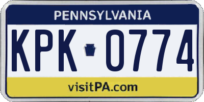 PA license plate KPK0774