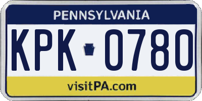 PA license plate KPK0780