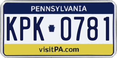 PA license plate KPK0781