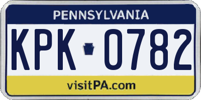 PA license plate KPK0782