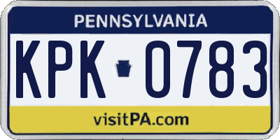 PA license plate KPK0783