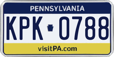 PA license plate KPK0788