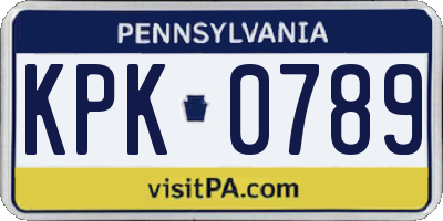 PA license plate KPK0789