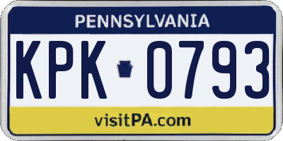 PA license plate KPK0793