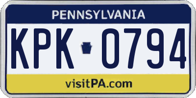 PA license plate KPK0794