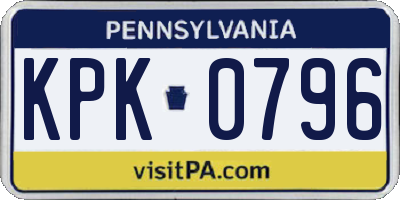 PA license plate KPK0796