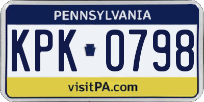 PA license plate KPK0798