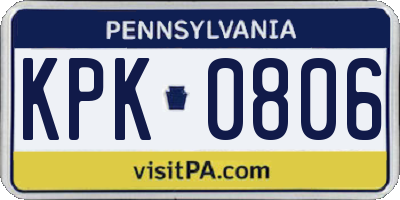 PA license plate KPK0806