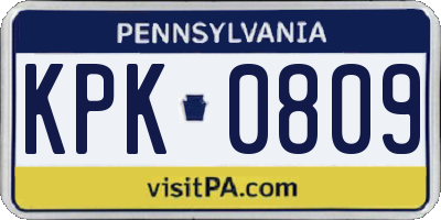 PA license plate KPK0809