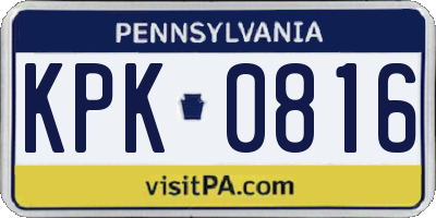 PA license plate KPK0816