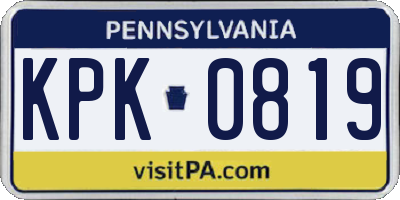 PA license plate KPK0819