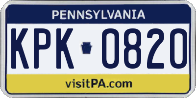 PA license plate KPK0820